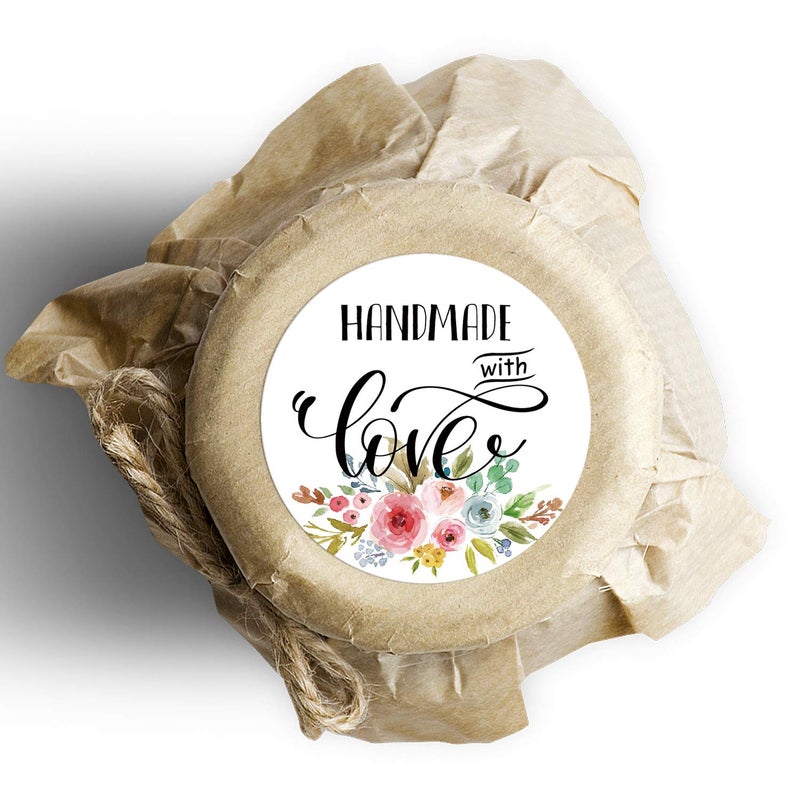 Mr.Mug Floral Handmade Stickers, 1.4 Inch Round, 500 Labels per Roll (1 Roll), Adhesive Labels - Image 2